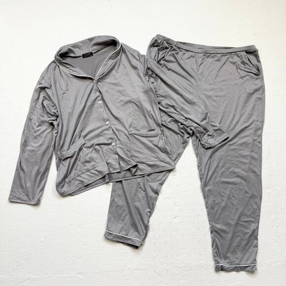 Laundry by Shelli Segal Gray Pajama Set 1X Super Soft Stretchy 2-Piece - Picture 1 of 6
